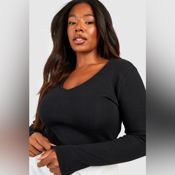 PLUS BASIC PLUNGE RIB BODYSUIT - Picture 4 of 5